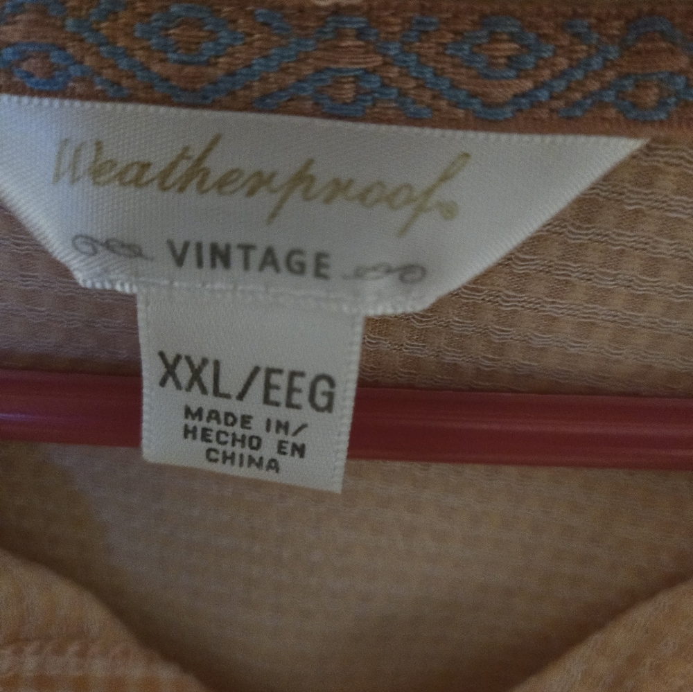 Ladies Weatherproof Vintage Peach White Gingham Hoodie XXL - Picture 2 of 4